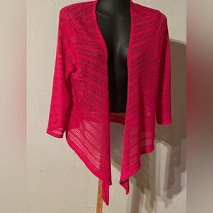 NWT medium Faded Glory pink waterfall open tie front shrug cardigan sweater